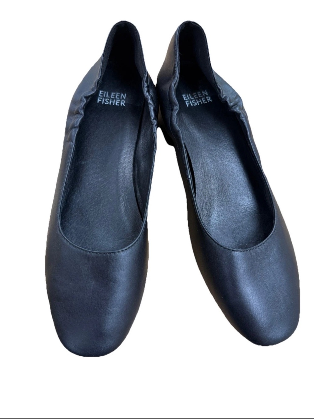 Eileen Fisher Winn Black Nappa Leather Block Heel Pump Women’s Size 6.5